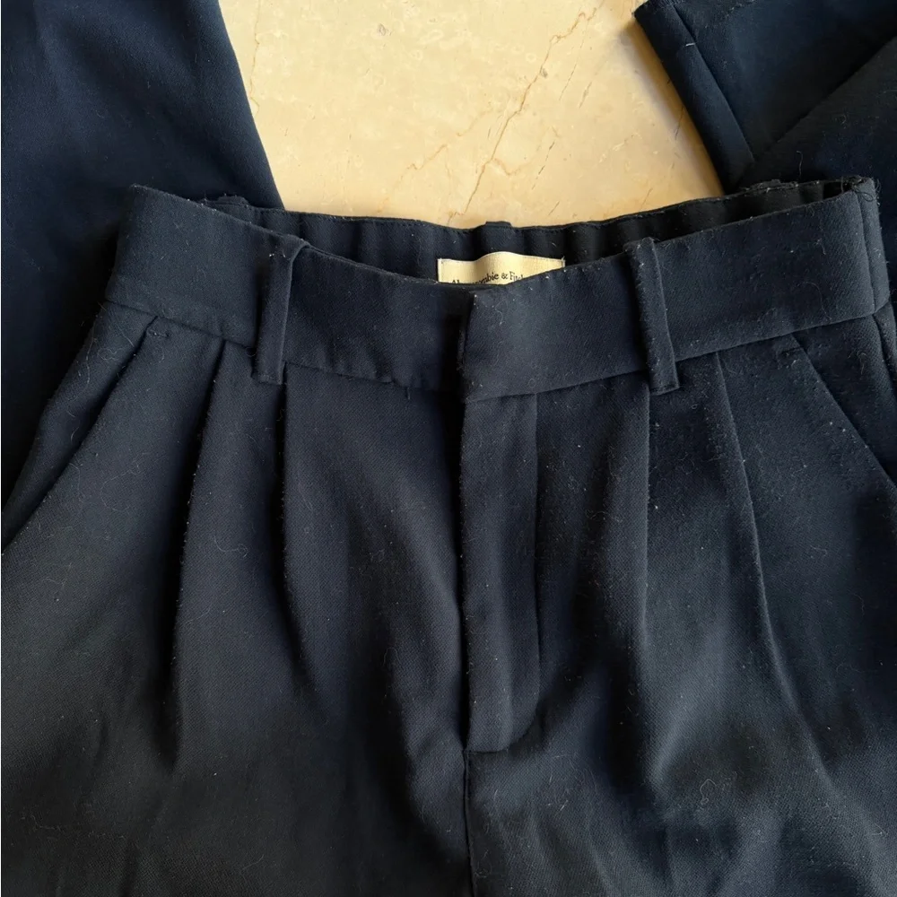 Abercrombie & Fitch Navy Wide-Leg Trousers - Picture 3 of 7